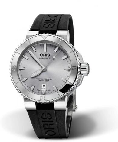 Oris Aquis Date 40 Stainless Steel Silver Rubber Replica Watch 01 733 7676 4141-07 4 21 34